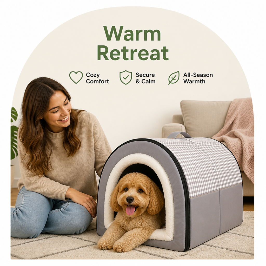 DogBedHouse Warm & Windproof Foldable Dog Bed