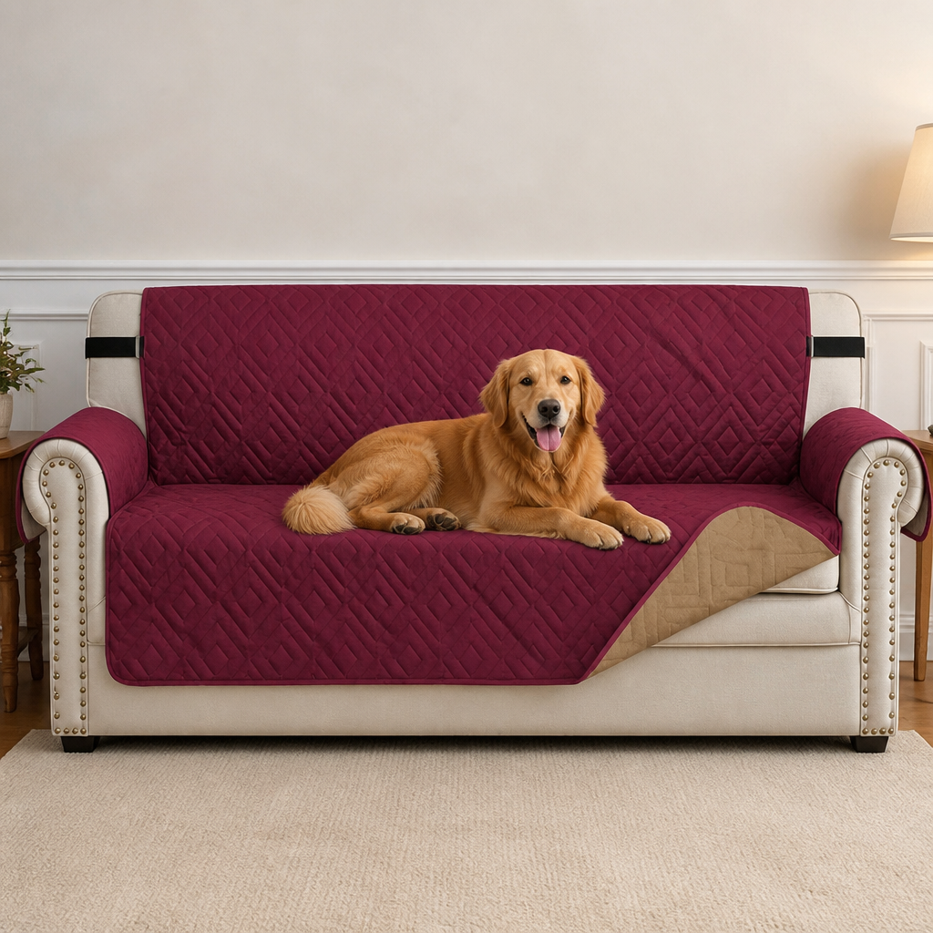 DogBedHouse Water-Repellent Quilted Sofa Cover (Anti-Slip Straps)