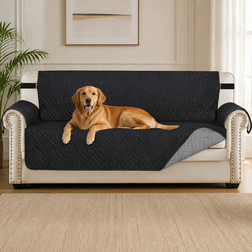 DogBedHouse Water-Repellent Quilted Sofa Cover (Anti-Slip Straps)