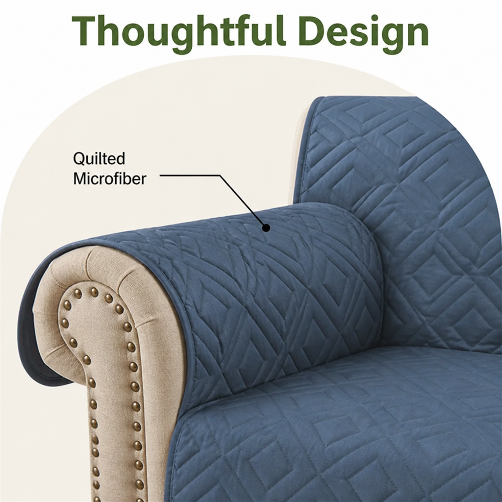 DogBedHouse Water-Repellent Quilted Sofa Cover (Anti-Slip Straps)