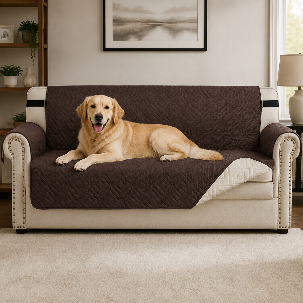 DogBedHouse Water-Repellent Quilted Sofa Cover (Anti-Slip Straps)