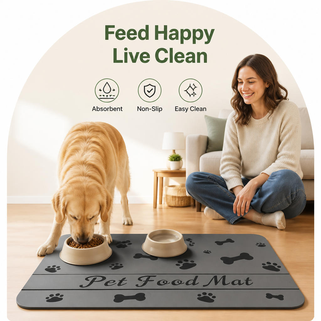DogBedHouse Waterproof & Absorbent Non-Slip Pet Feeding Mat