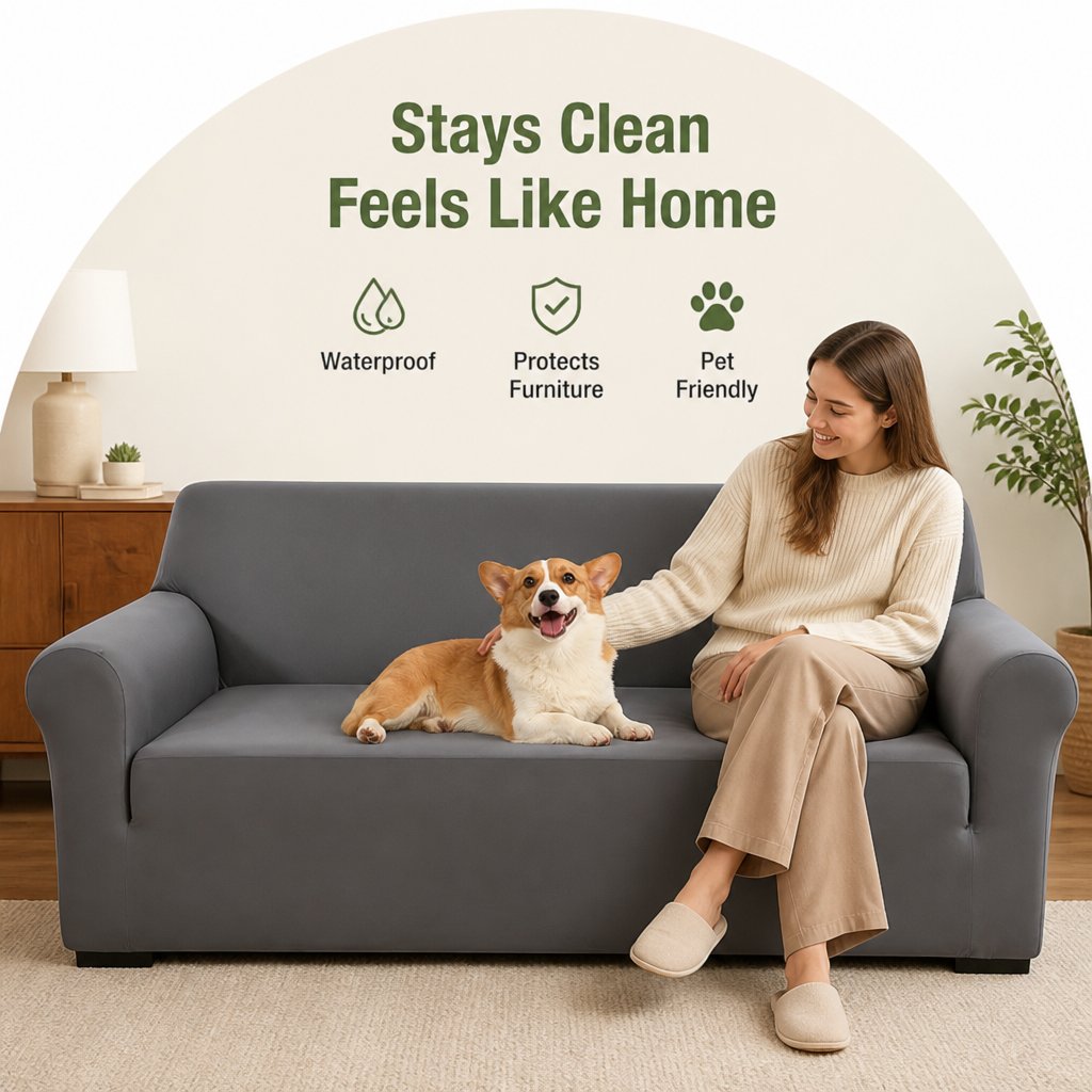 DogBedHouse Waterproof & Anti-Slip Stretch Sofa Slipcover (Universal Fit)