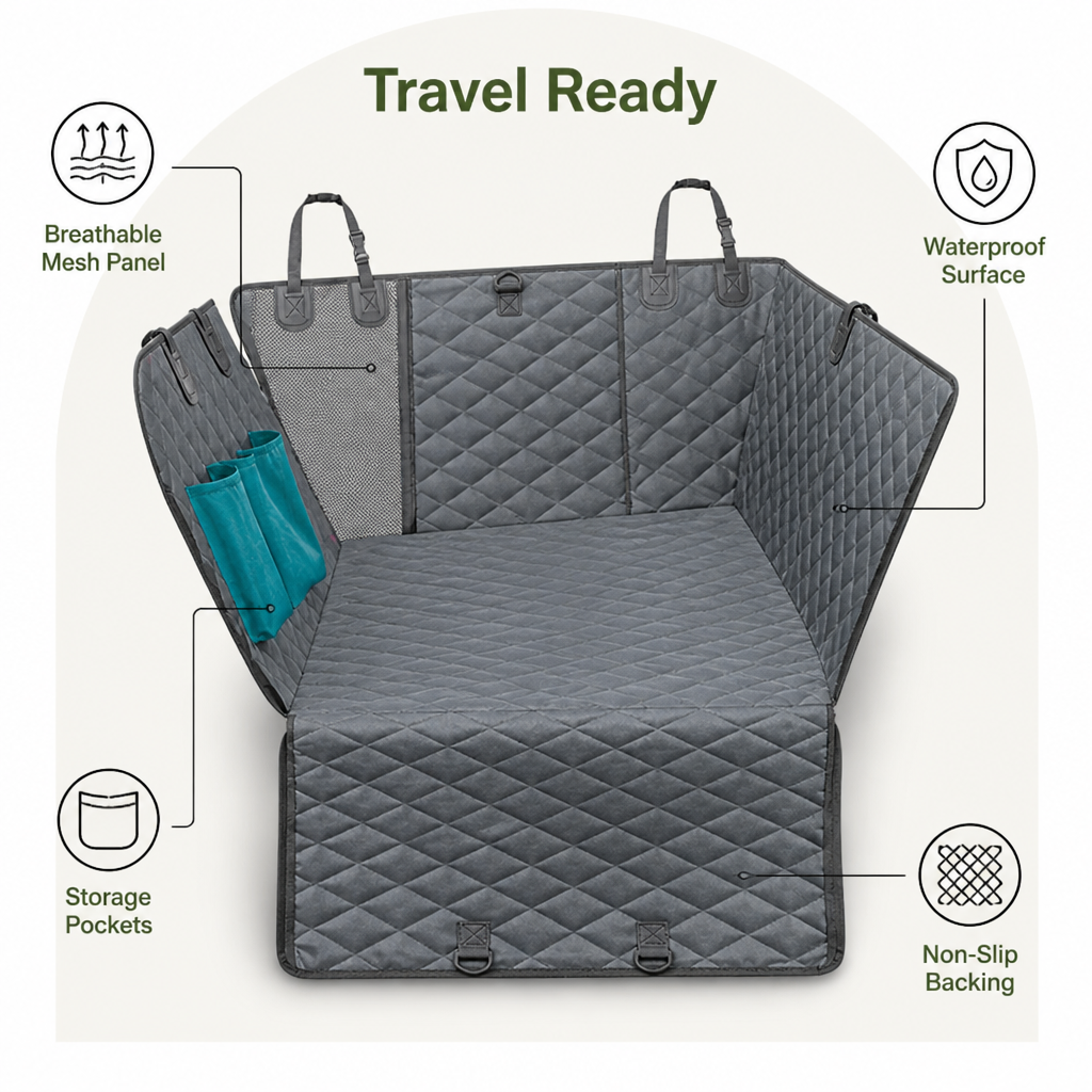 DogBedHouse Waterproof Convertible Hammock Car Seat Cover (Mesh Window)