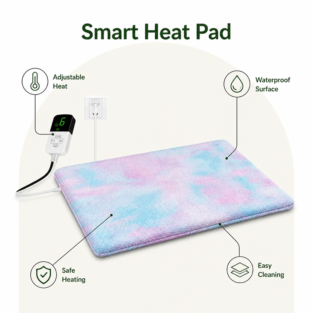 DogBedHouse Waterproof Electric Pet Heating Pad (Adjustable Temperature)