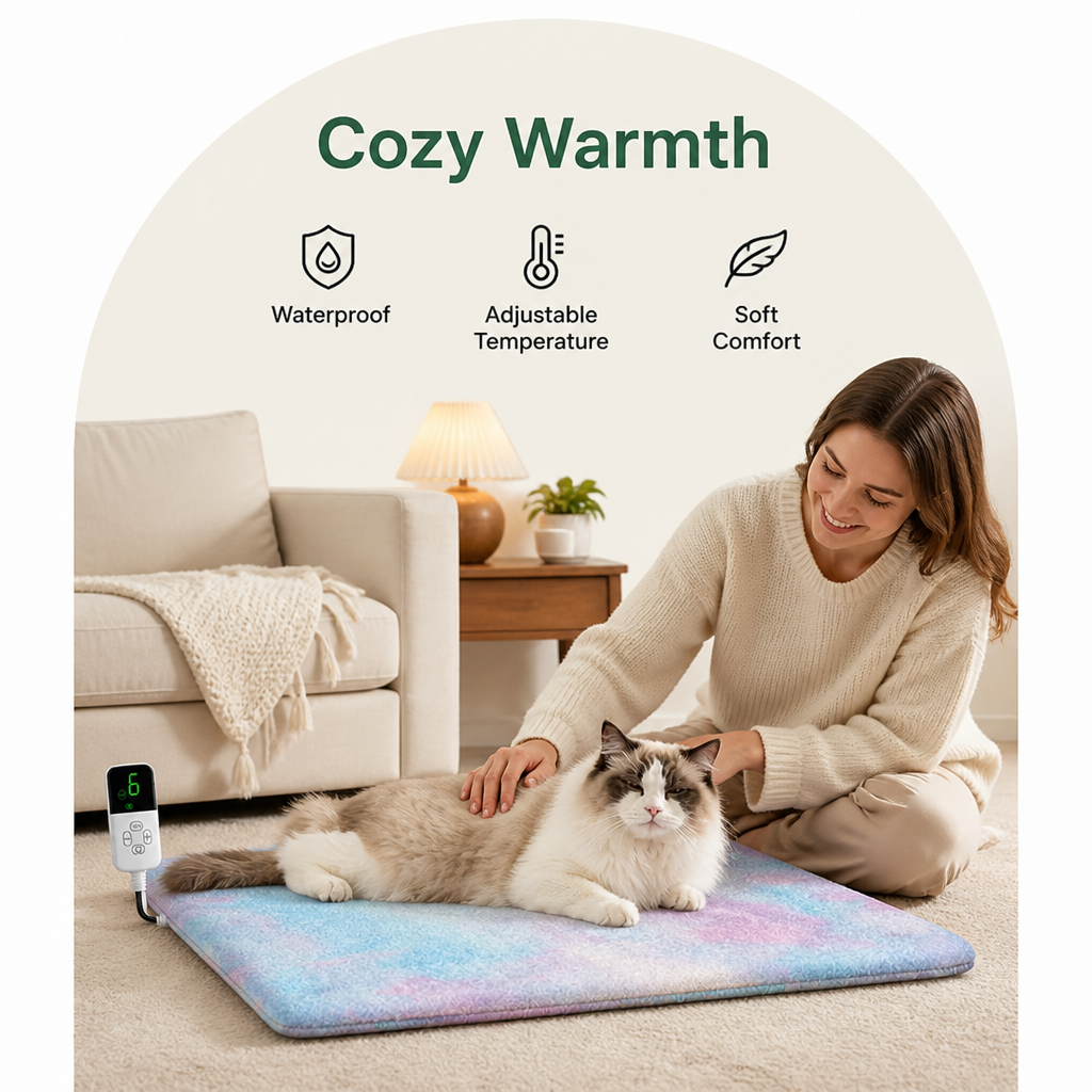 DogBedHouse Waterproof Electric Pet Heating Pad (Adjustable Temperature)