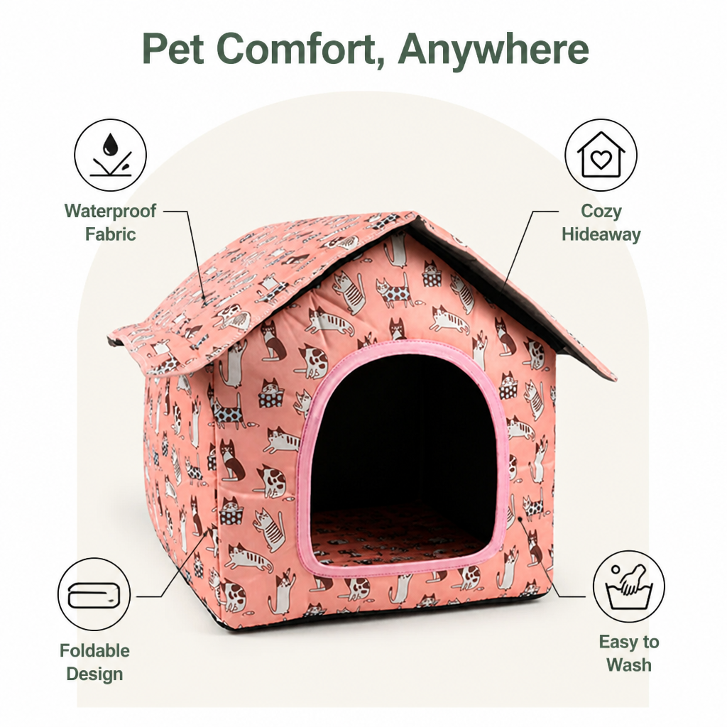 DogBedHouse Waterproof Foldable & Washable Small Pet House