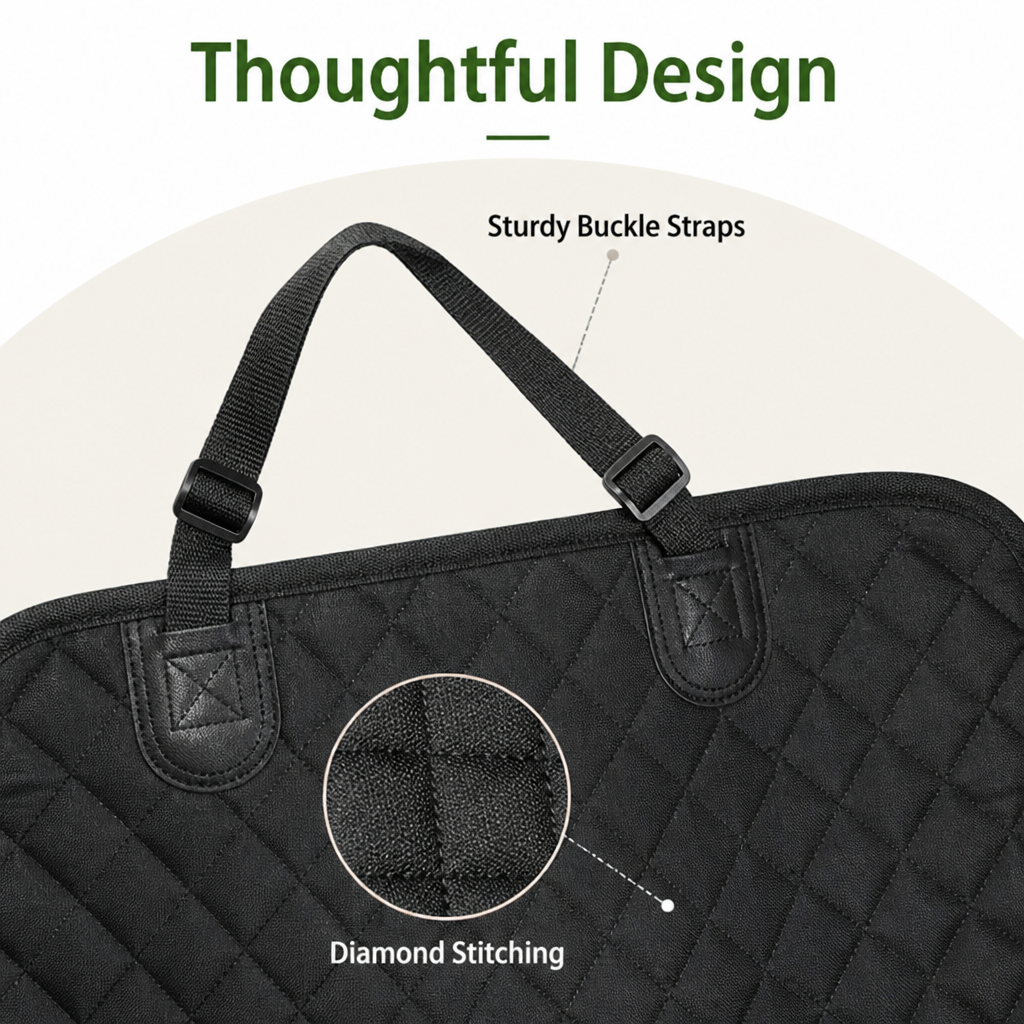 DogBedHouse Waterproof Hard-Bottom Car Seat Extender (Removable & Washable)
