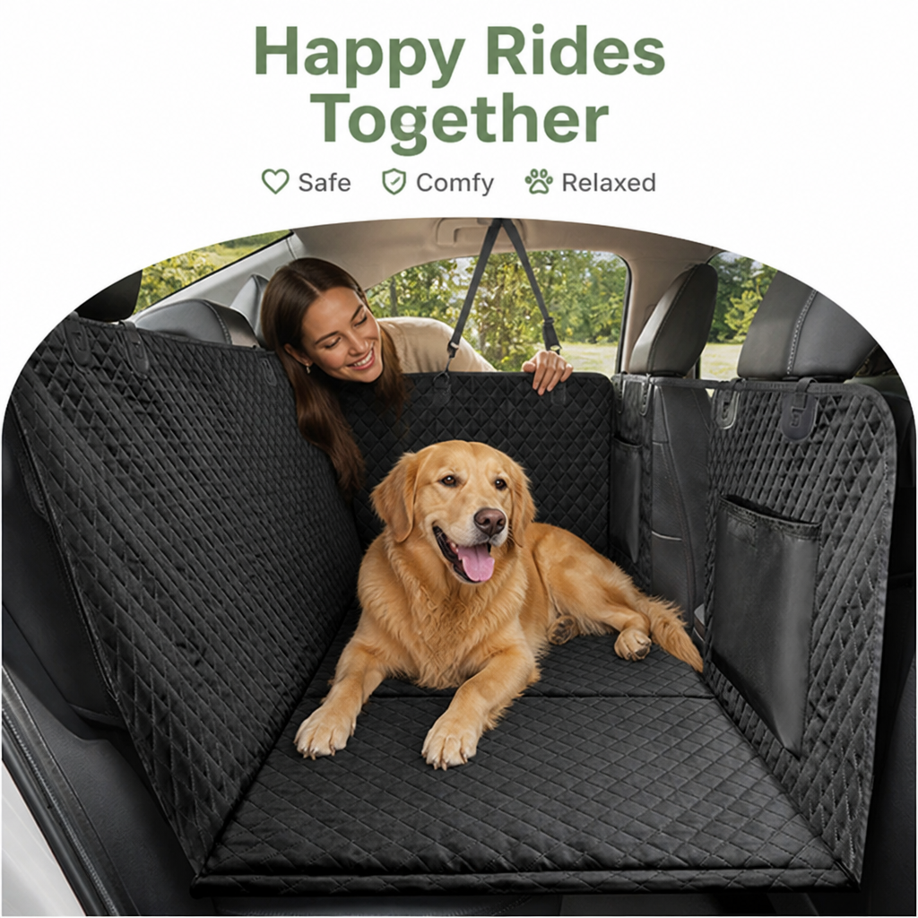 DogBedHouse Waterproof Hard-Bottom Car Seat Extender (Removable & Washable)