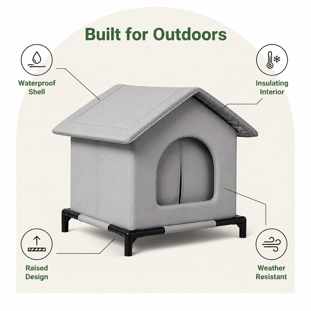 DogBedHouse Waterproof Insulated Elevated Outdoor Pet House