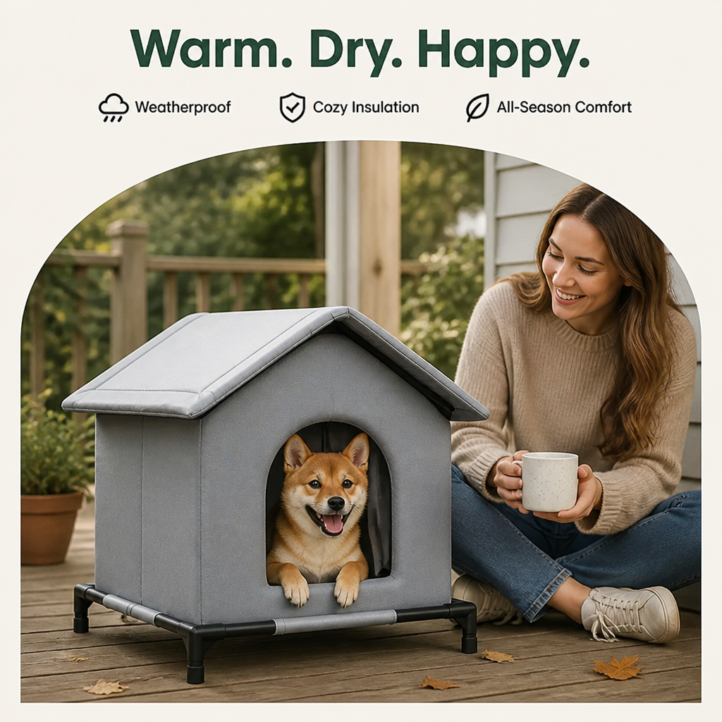 DogBedHouse Waterproof Insulated Elevated Outdoor Pet House