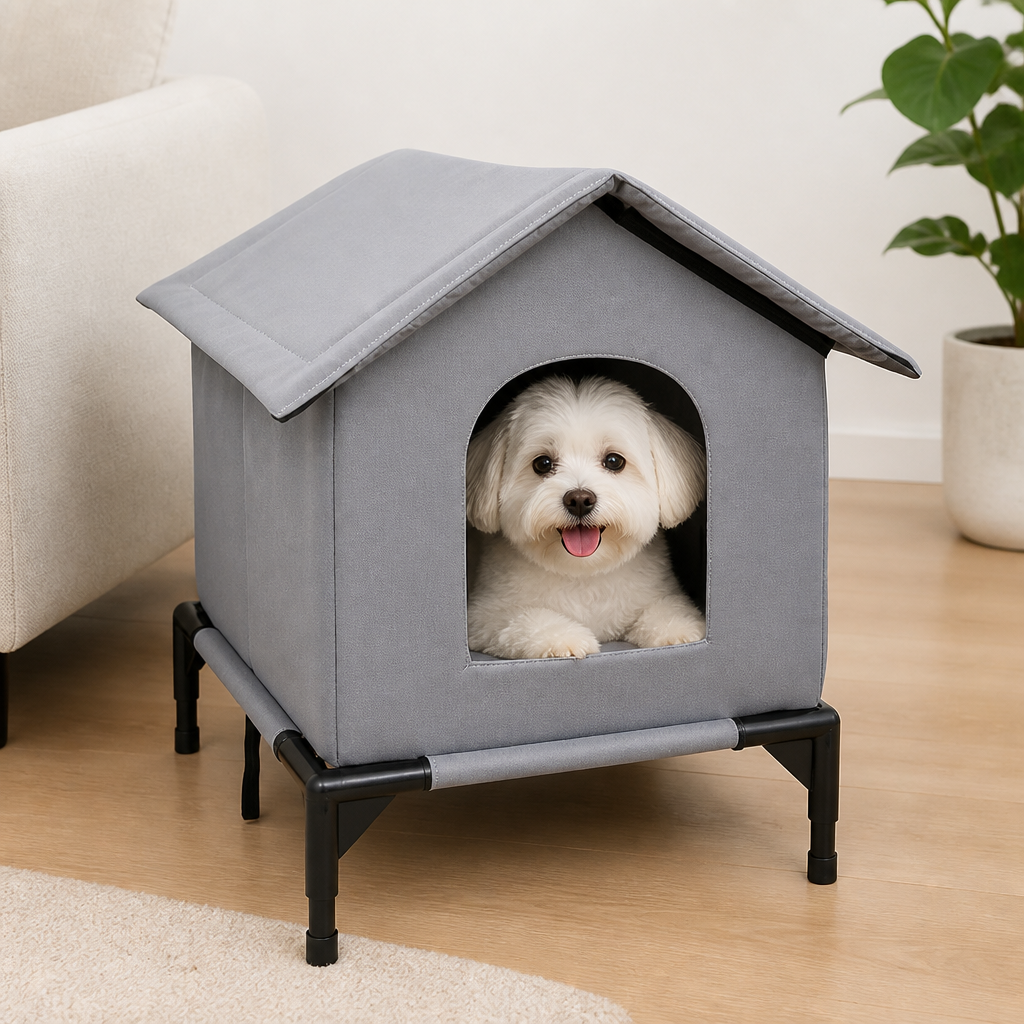 DogBedHouse Waterproof & Insulated Foldable Pet Cave Bed (Washable)