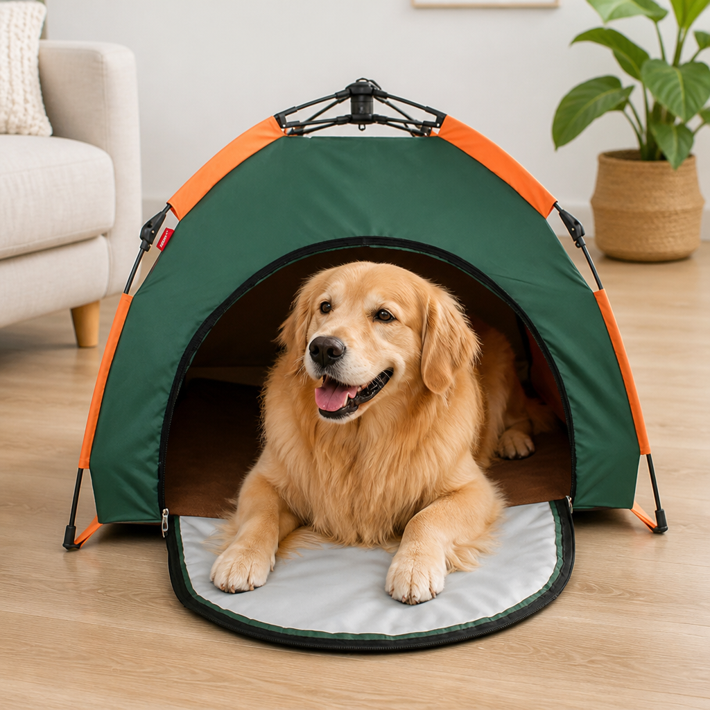DogBedHouse Waterproof & Lightweight Pop-Up Pet Tent (Removable Cushion)