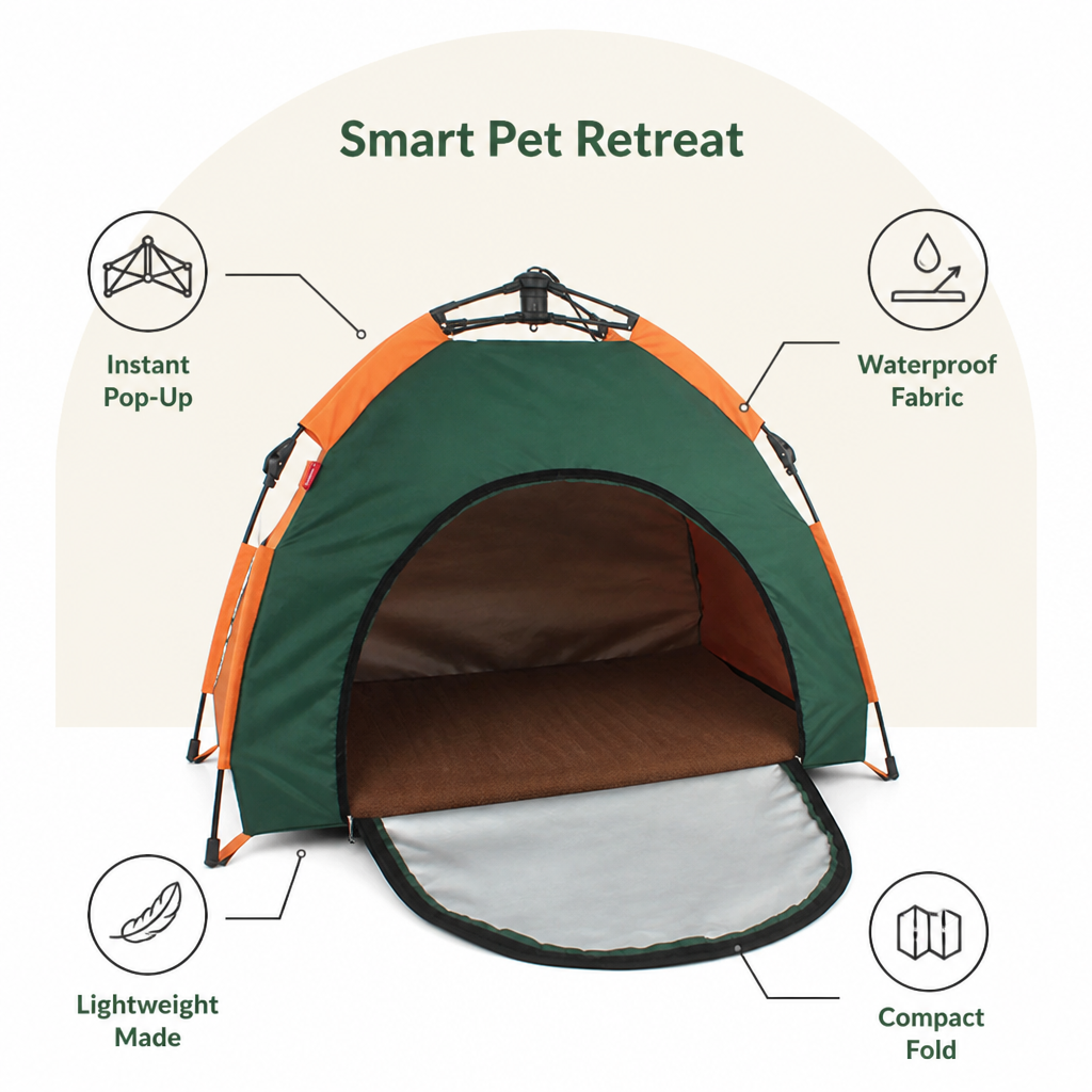 DogBedHouse Waterproof & Lightweight Pop-Up Pet Tent (Removable Cushion)