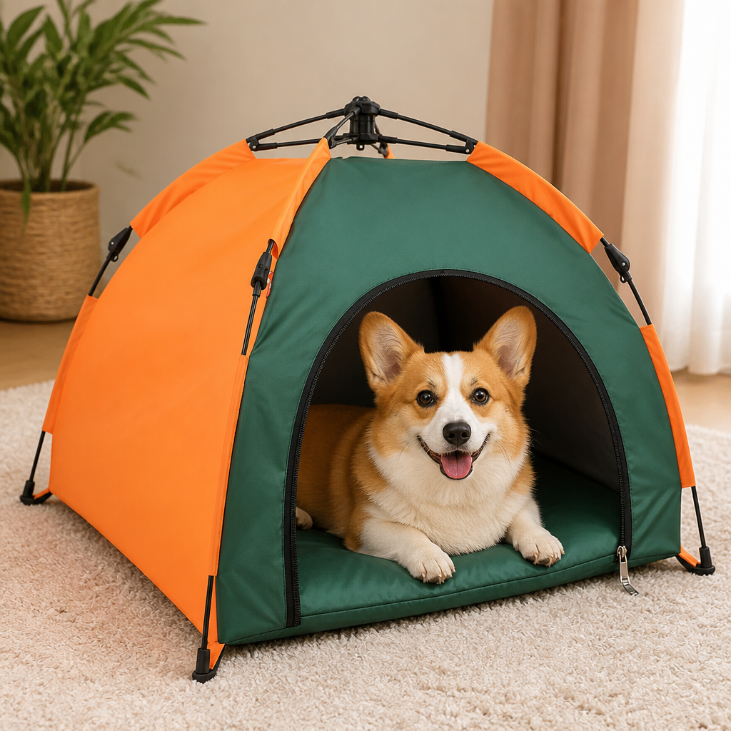 DogBedHouse Waterproof & Lightweight Pop-Up Pet Tent (Removable Cushion)