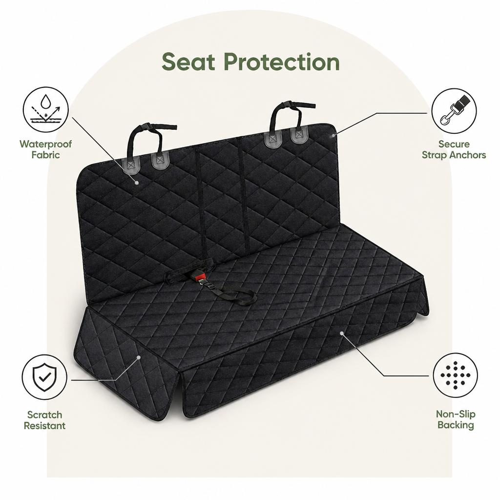 DogBedHouse Waterproof & Nonslip Hammock Car Seat Cover (Universal Fit)