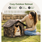 DogBedHouse Waterproof Oxford Fabric Foldable Outdoor Cat House (Removable Cushion)
