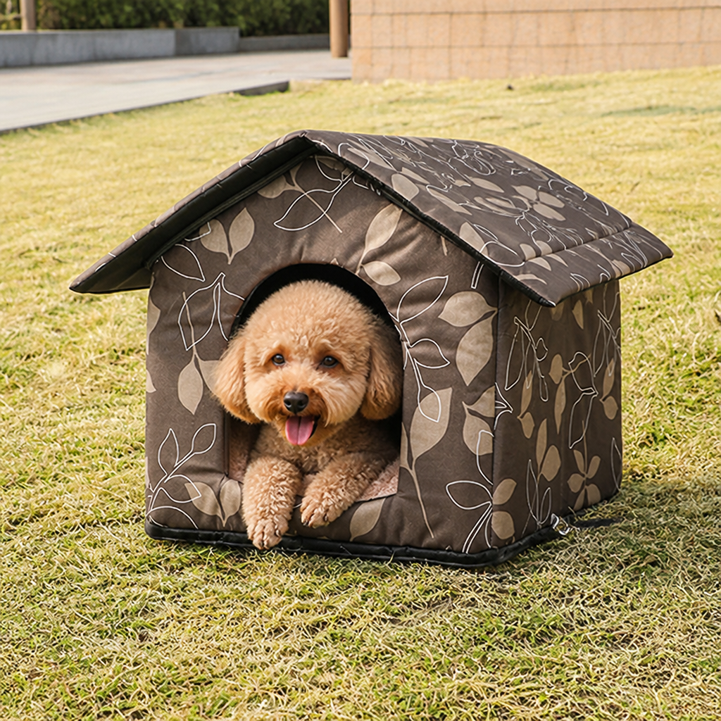 DogBedHouse Waterproof Oxford Fabric Foldable Outdoor Cat House (Removable Cushion)