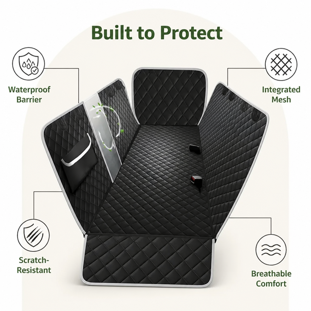 DogBedHouse Waterproof Oxford & Scratch-Resistant Car Backseat Cover (Non-Zippered Mesh)