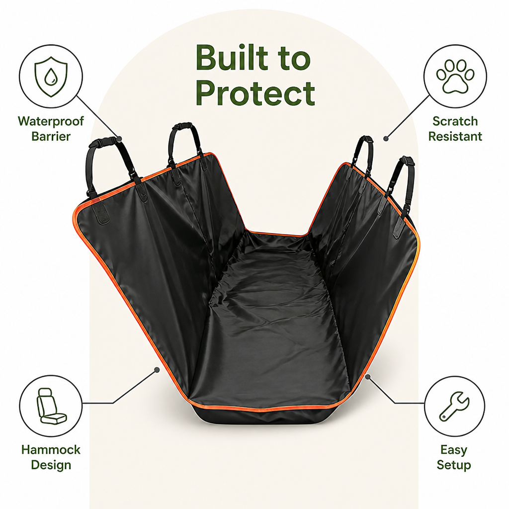 DogBedHouse Waterproof Oxford & Scratchproof Car Seat Cover (Hammock Style)