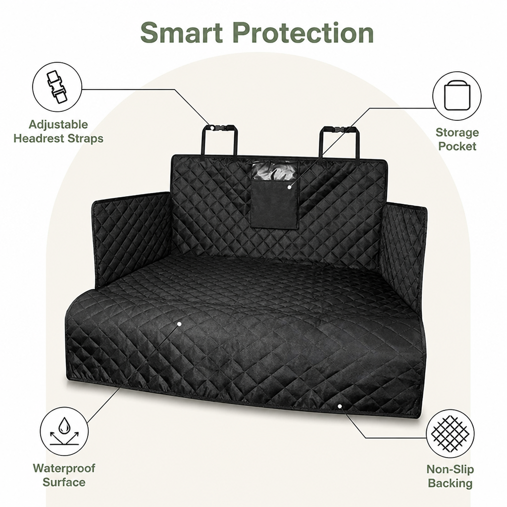 DogBedHouse Waterproof Padded Non-Slip Car Seat Cover (With Storage Bag)