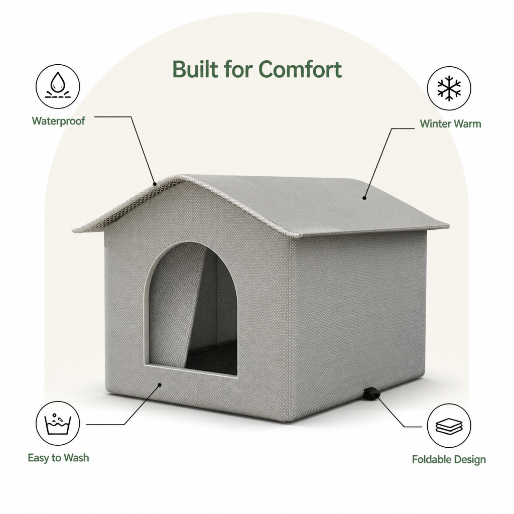 DogBedHouse Waterproof Plush Insulated Pet Cave (Foldable & Washable)
