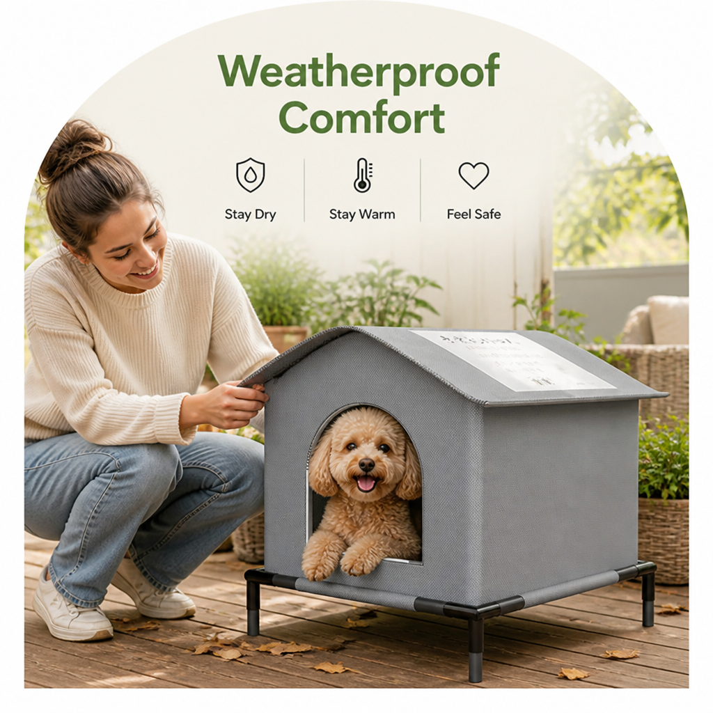 DogBedHouse Waterproof Plush Insulated Pet Cave (Foldable & Washable)