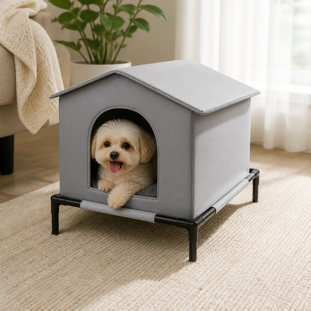 DogBedHouse Waterproof Plush & Washable Pet Cave Bed