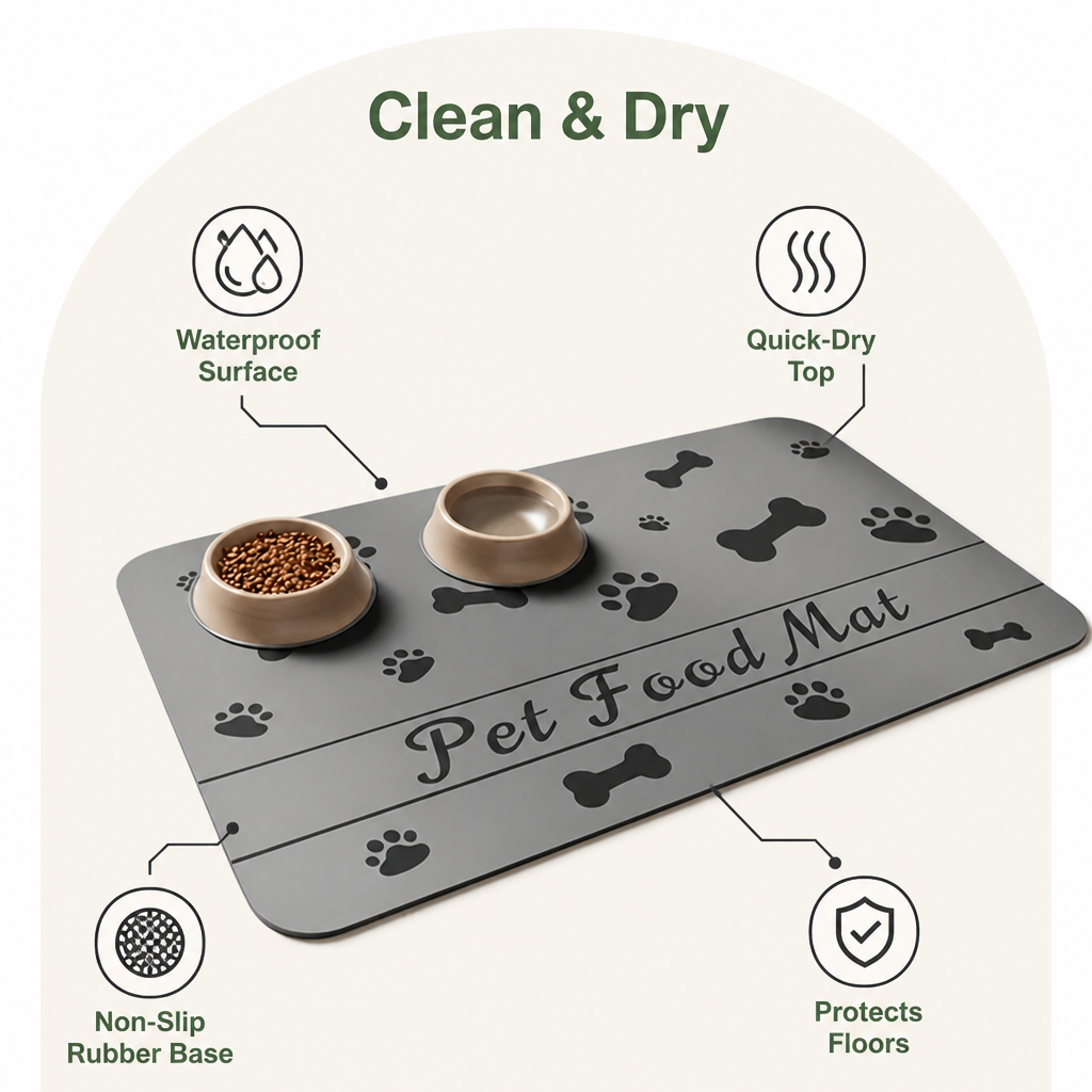 DogBedHouse Waterproof & Quick-Dry Nonslip Pet Feeding Mat