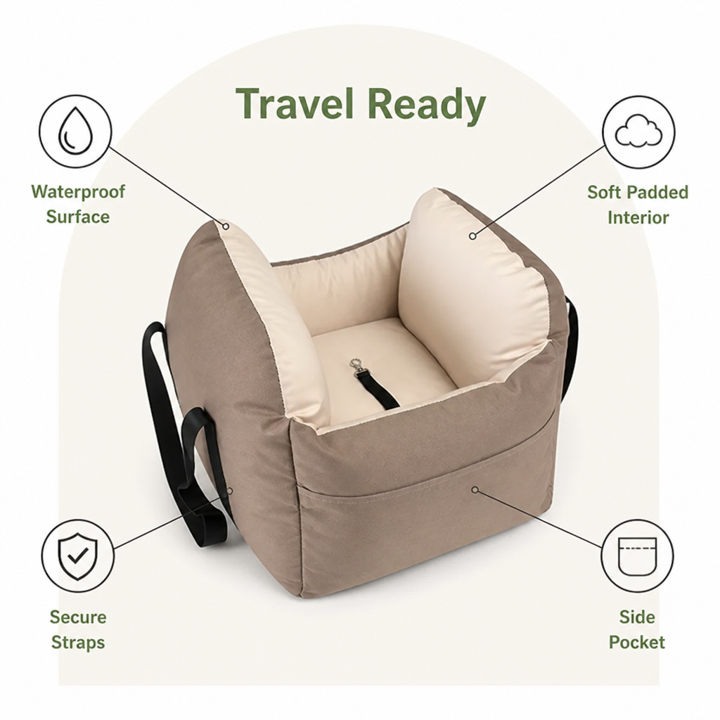 DogBedHouse Waterproof Quilted Foam-Padded Car Seat Bed (Small)