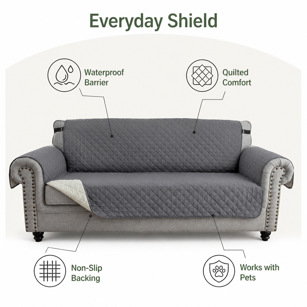 DogBedHouse Waterproof Quilted & Non-Slip Sofa Cover (Fitted)