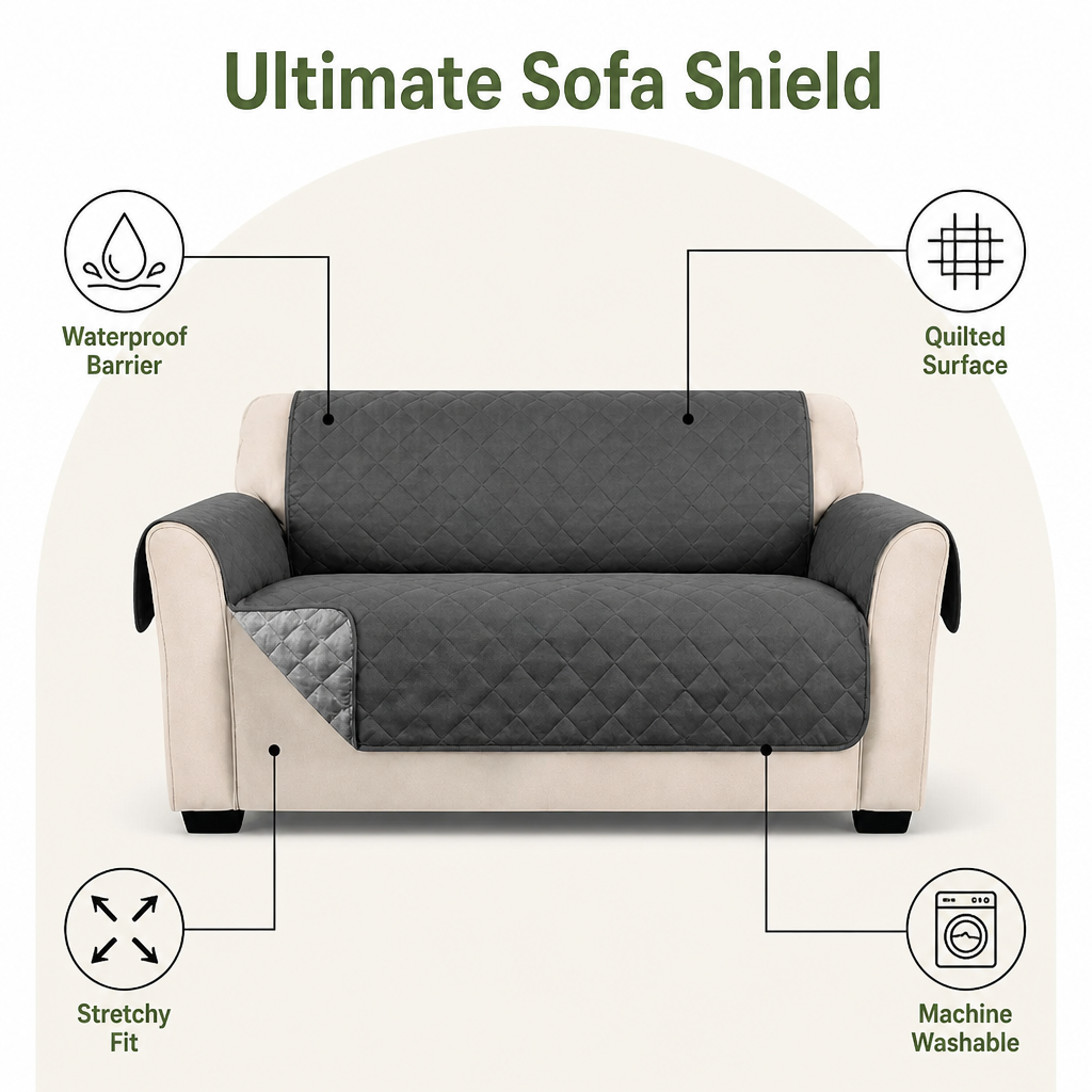 DogBedHouse Waterproof Quilted Stretch Sofa Slipcover (Universal Fit)