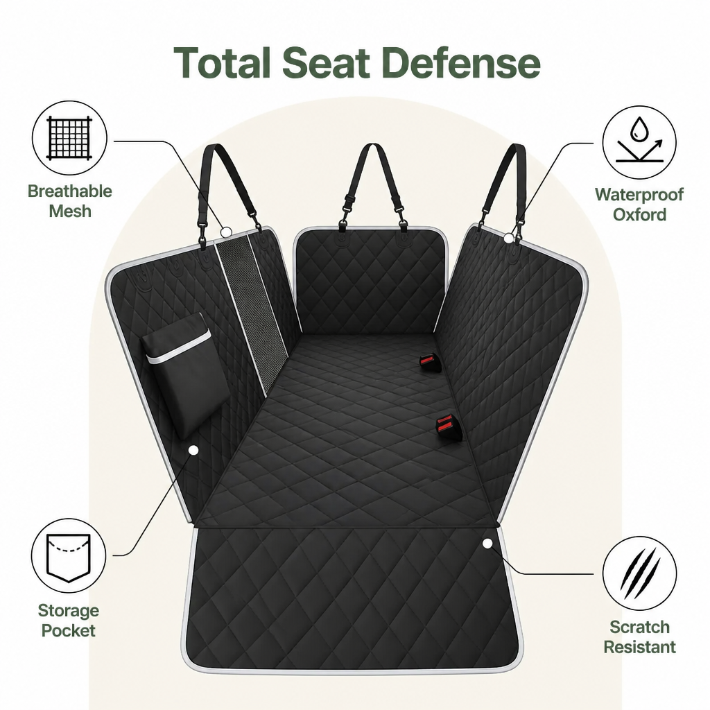 DogBedHouse Waterproof Scratch-Resistant Backseat Cover
