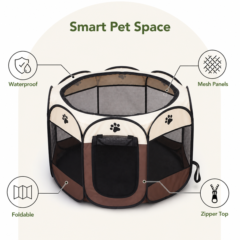 DogBedHouse Waterproof & Scratch-Resistant Foldable Cat Playpen (Octagonal)
