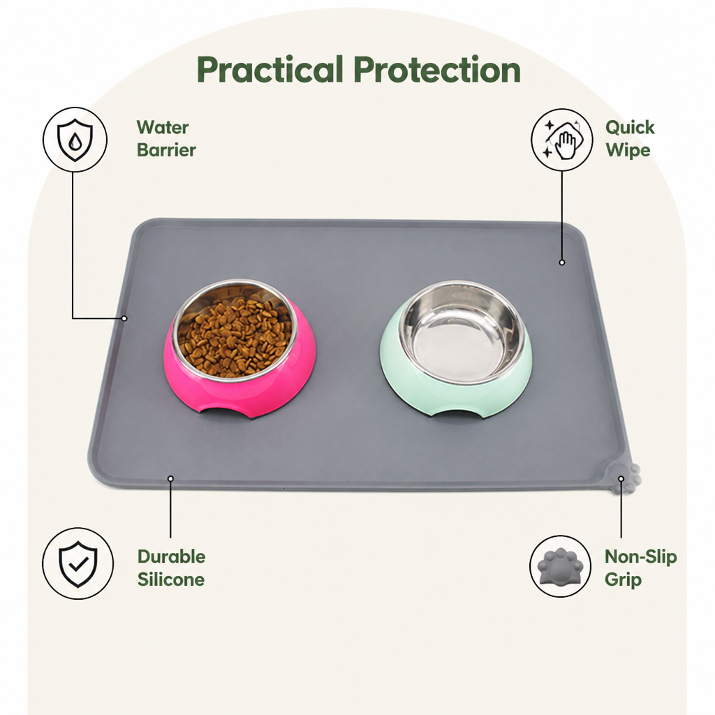 DogBedHouse Waterproof Silicone & Easy-Clean Pet Feeding Mat
