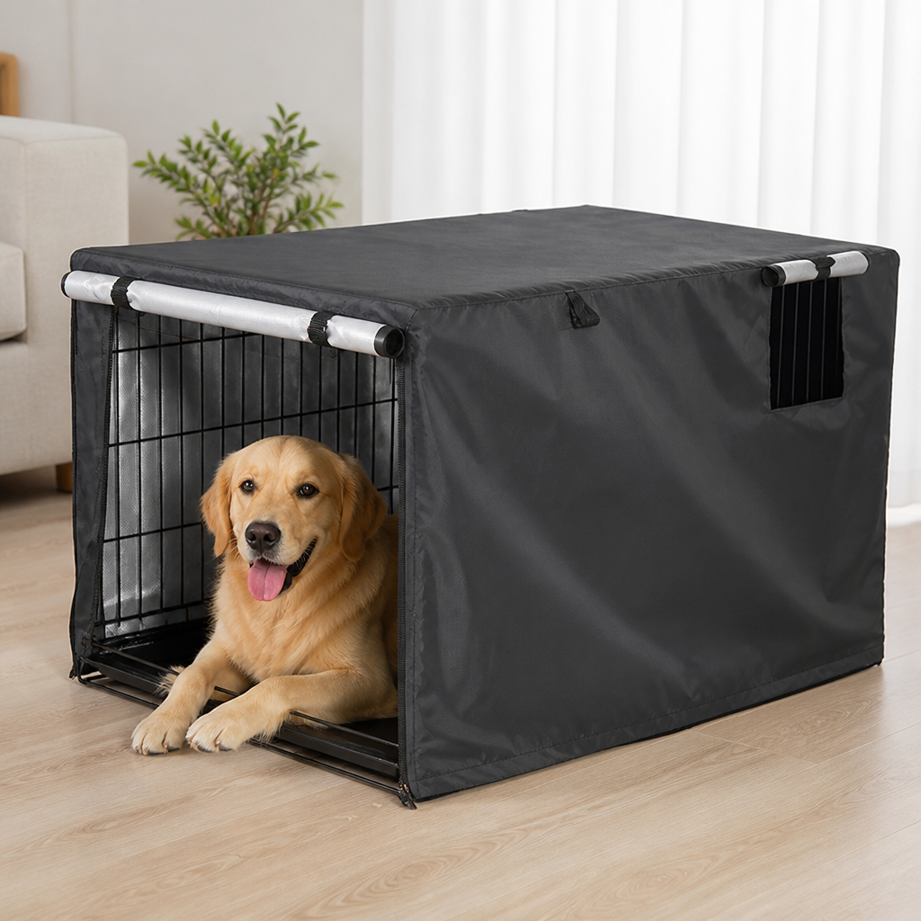 DogBedHouse Waterproof Silver-Coated Crate Cover (Double-Door Ventilation)