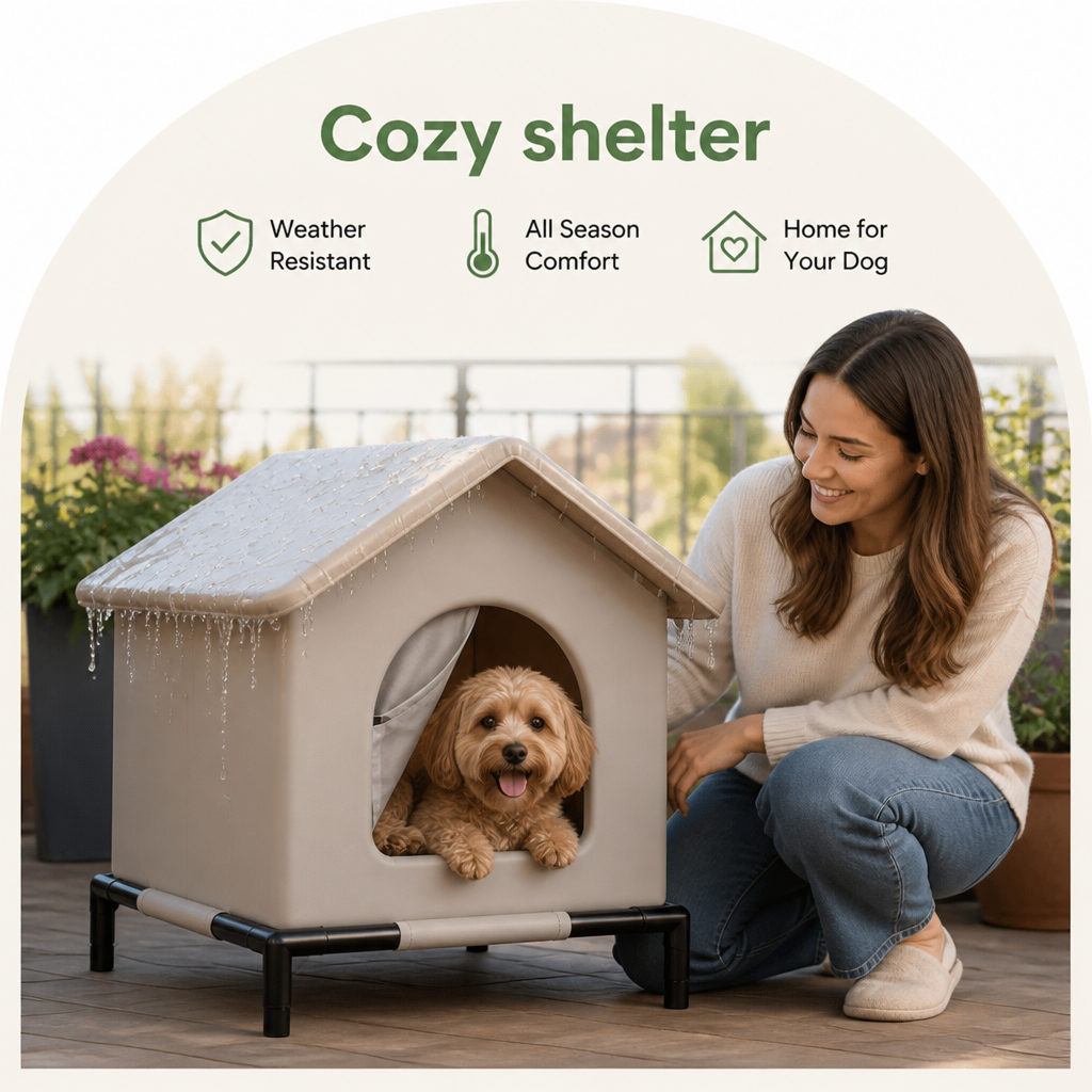 DogBedHouse Weather-Resistant Oxford Cloth Pet House (3 Sizes)