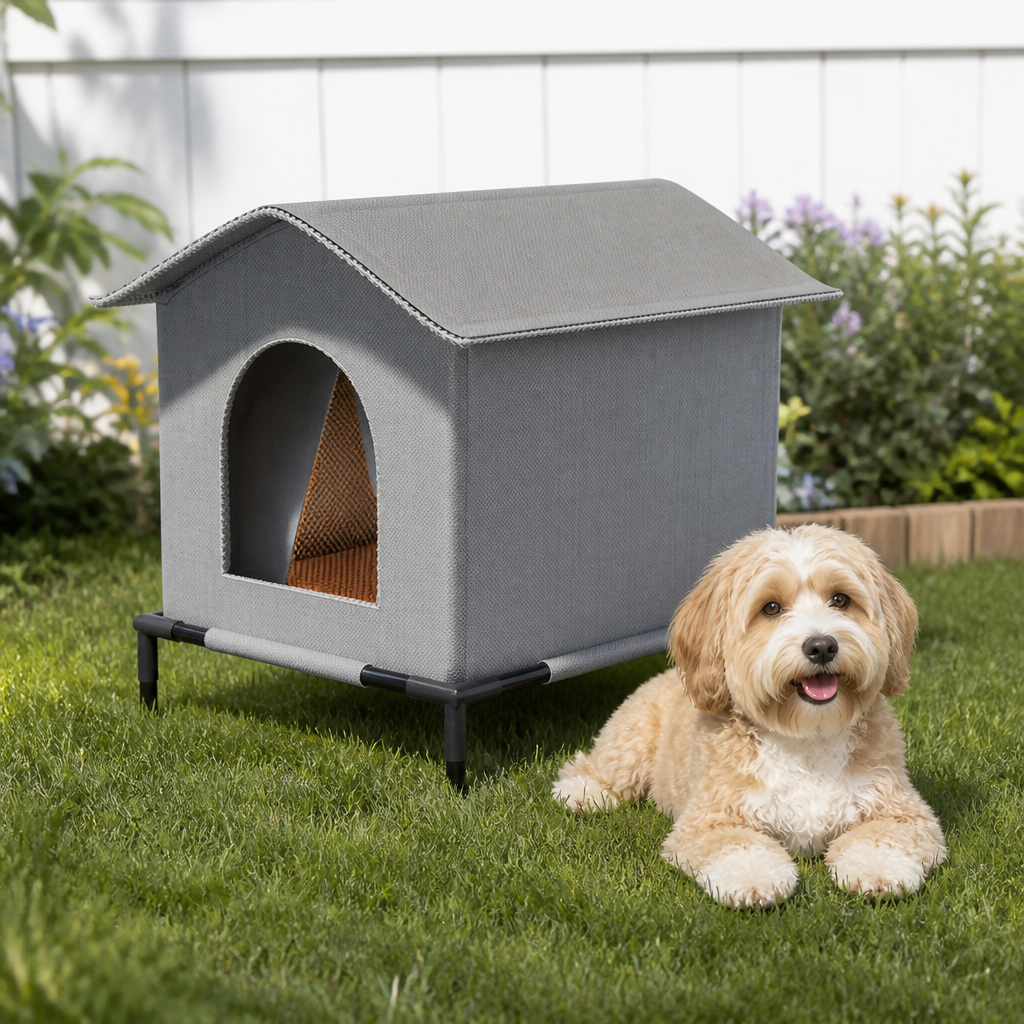 DogBedHouse Weather-Resistant Oxford Cloth Pet House (3 Sizes)