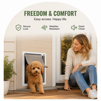 DogBedHouse Weatherproof Aluminum Frame & Magnetic Lock Pet Door (Fits 0.42–2 In Doors)