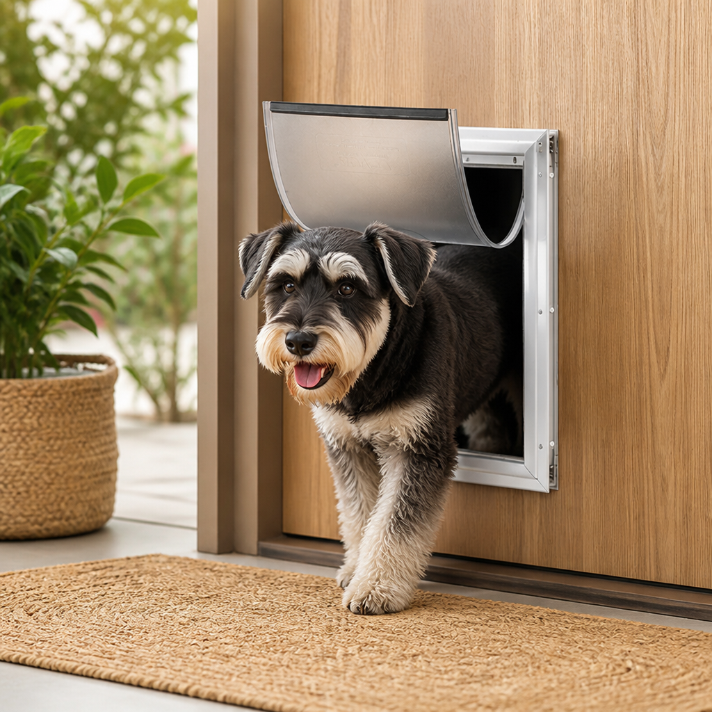 DogBedHouse Weatherproof Aluminum Frame & Magnetic Seal Pet Door (Locking Panel)