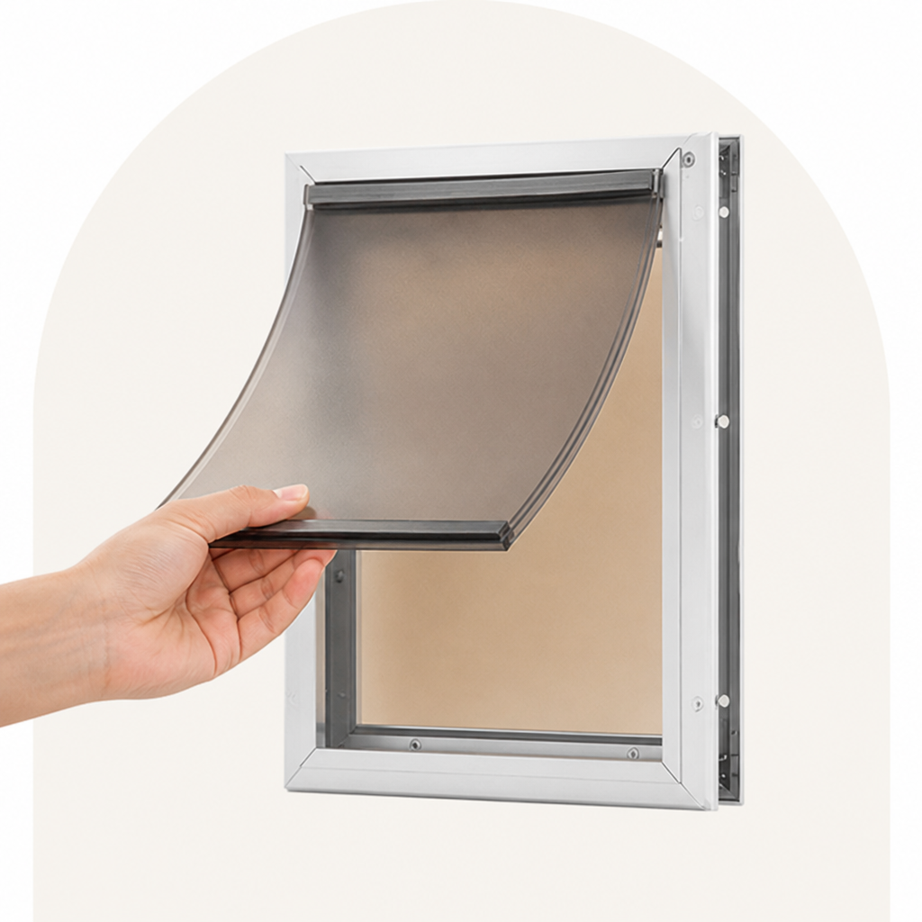 DogBedHouse Weatherproof Aluminum Frame & Magnetic Seal Pet Door (Locking Panel)