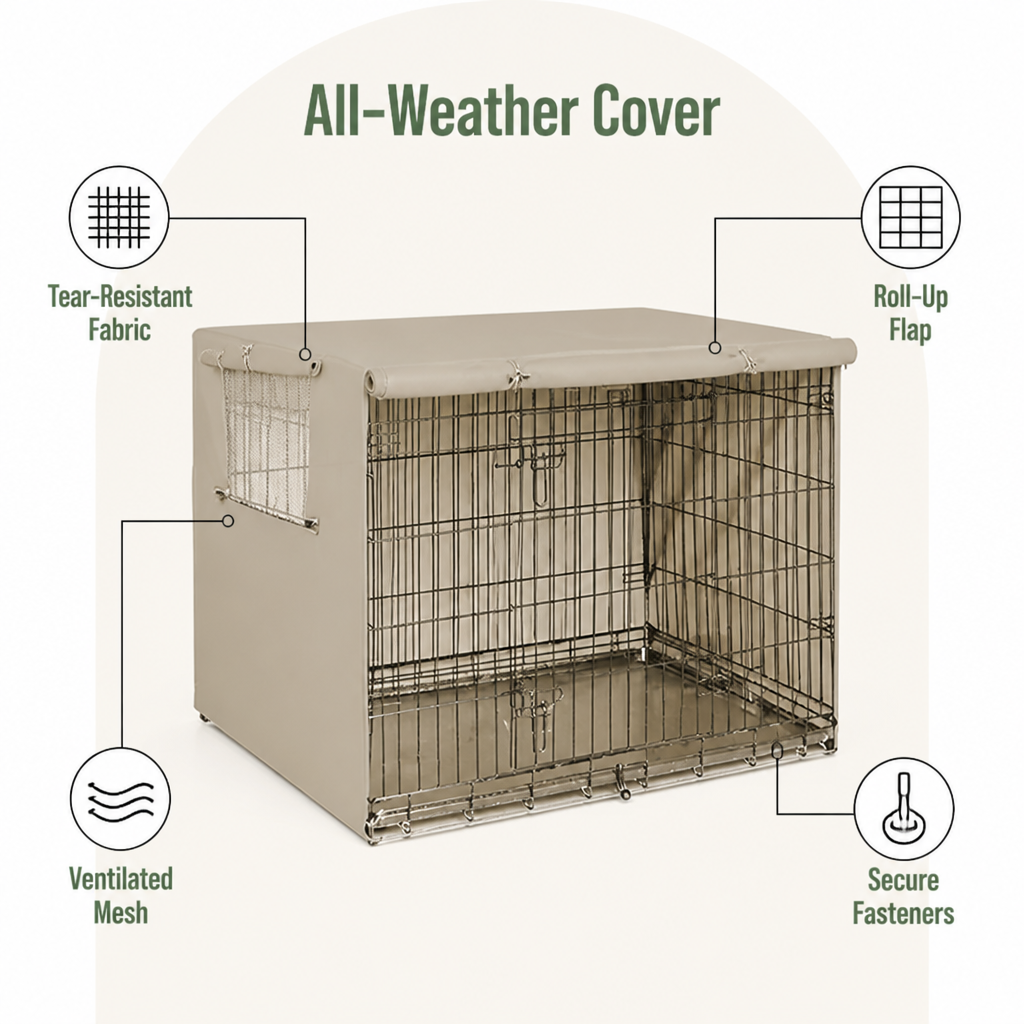 DogBedHouse Weatherproof Oxford Fabric & Mesh Windows Crate Cover