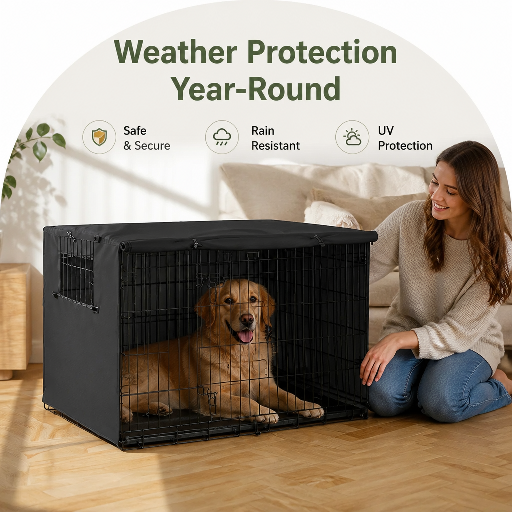 DogBedHouse Weatherproof Oxford Fabric & Mesh Windows Crate Cover