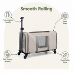 DogBedHouse Wheeled Trolley & Seatbelt-Secured Cat Carrier (Removable Stand)