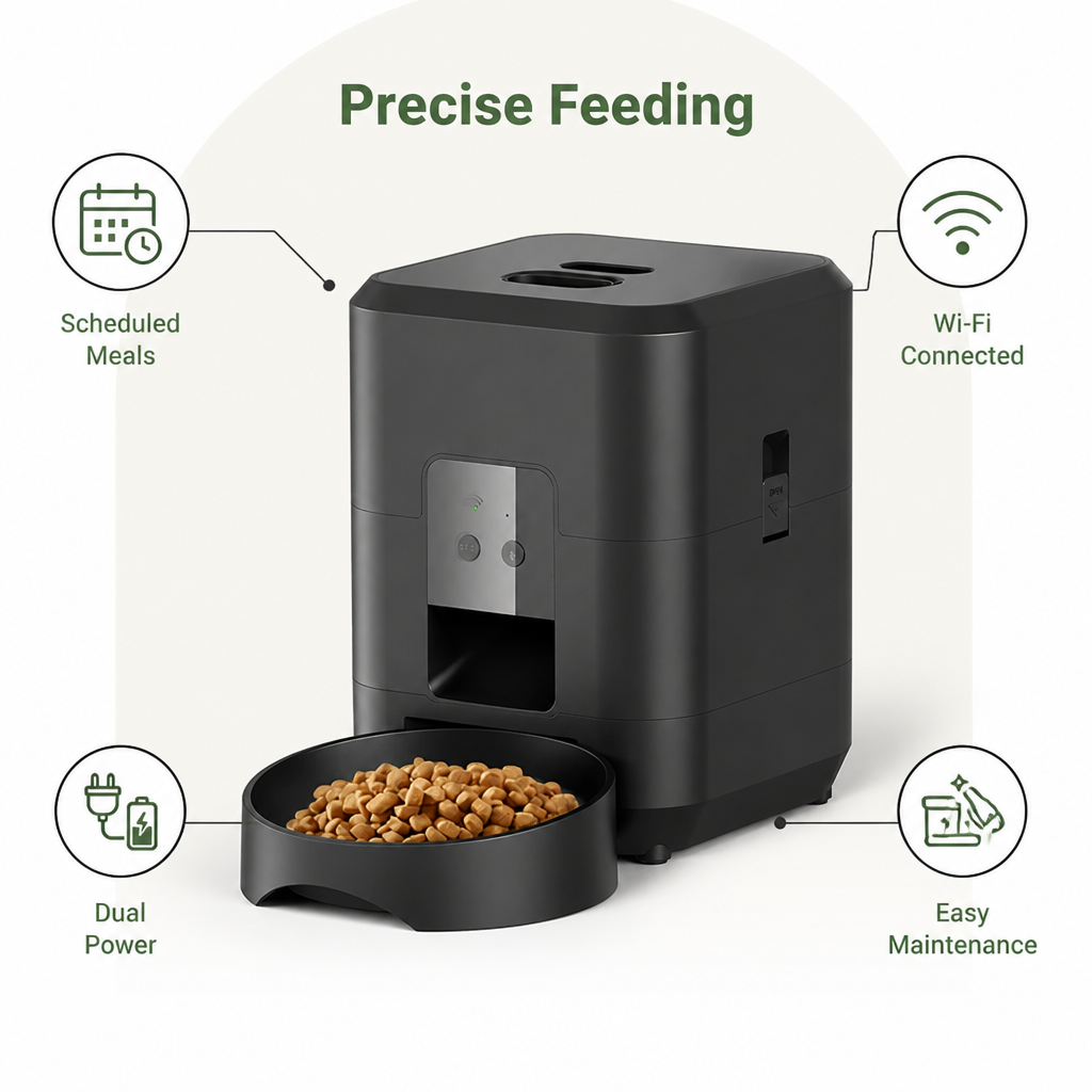 DogBedHouse Wi-Fi Smart & Dual Power Automatic Pet Feeder