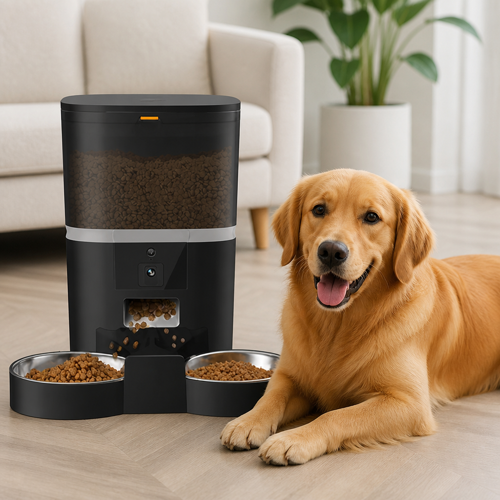 DogBedHouse WiFi App Control & Stainless Steel Bowl Pet Feeder