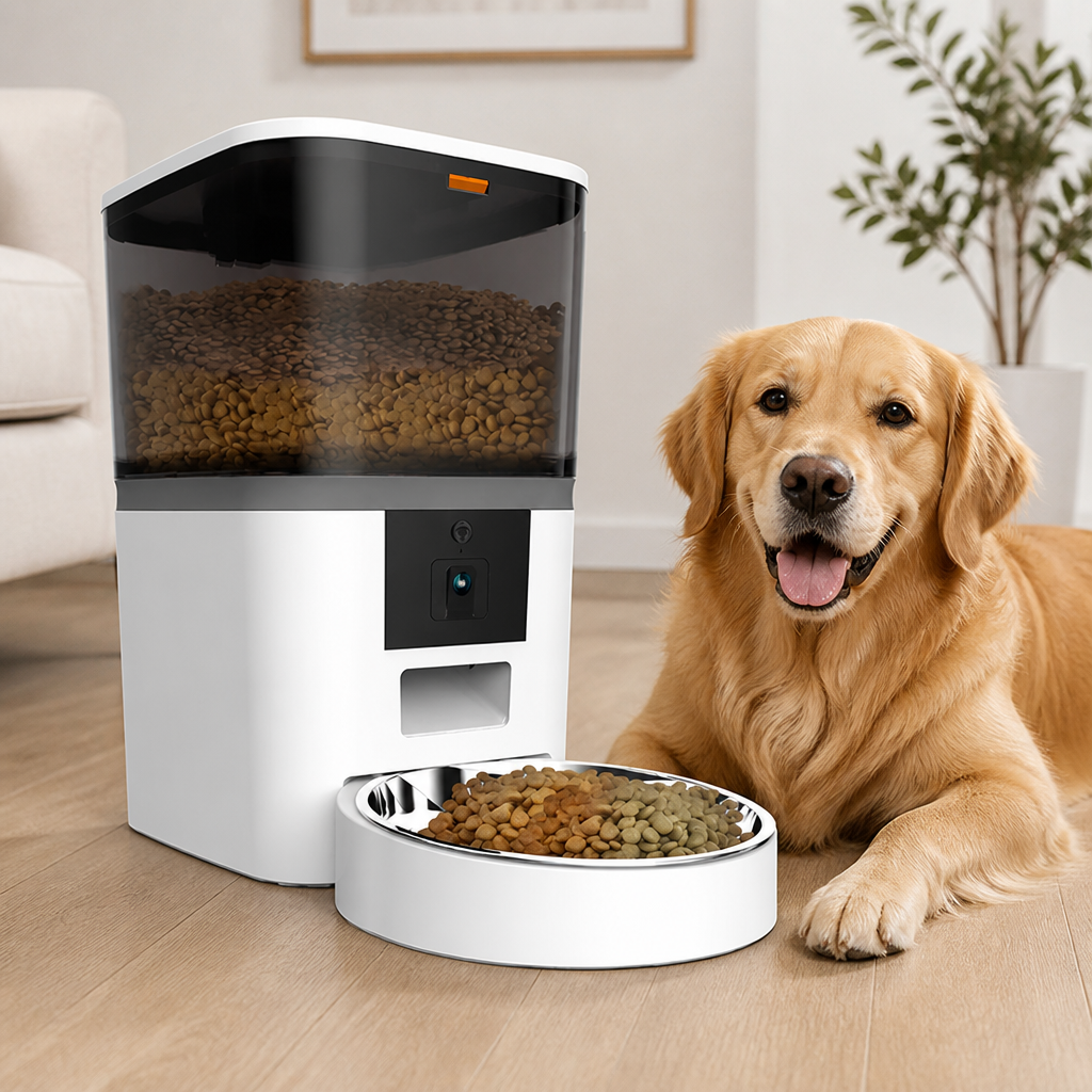 DogBedHouse WiFi App Control & Stainless Steel Bowl Pet Feeder