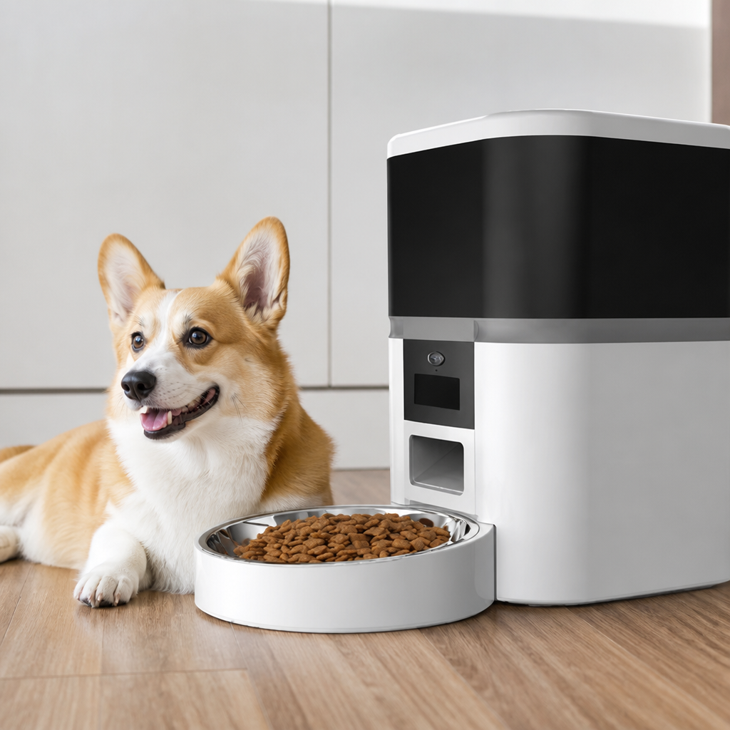 DogBedHouse WiFi App Control & Stainless Steel Bowl Pet Feeder