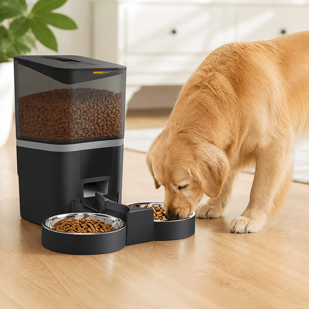 DogBedHouse WiFi App Control & Stainless Steel Bowl Pet Feeder