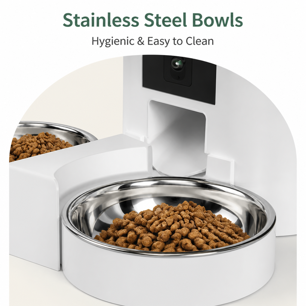 DogBedHouse WiFi App Control & Stainless Steel Bowl Pet Feeder